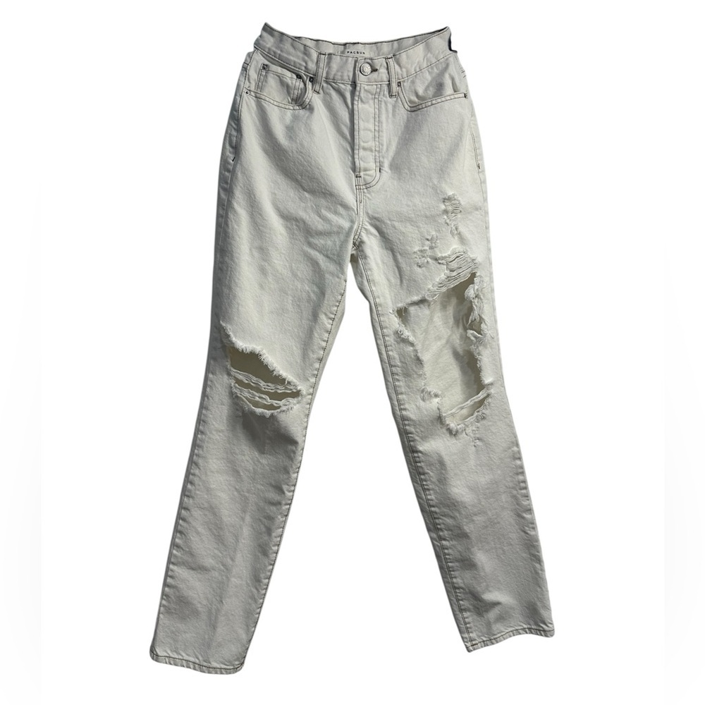 Pacsun White Distressed Dad Jeans – Size 24 - Picture 2 of 7
